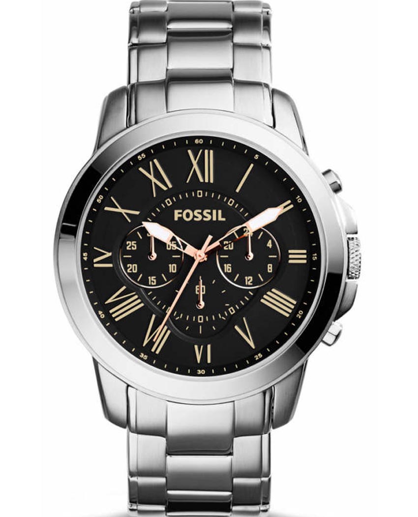 Fossil FS4994 Men s Chronograph Stainless Steel Black Dial 44mm Watch