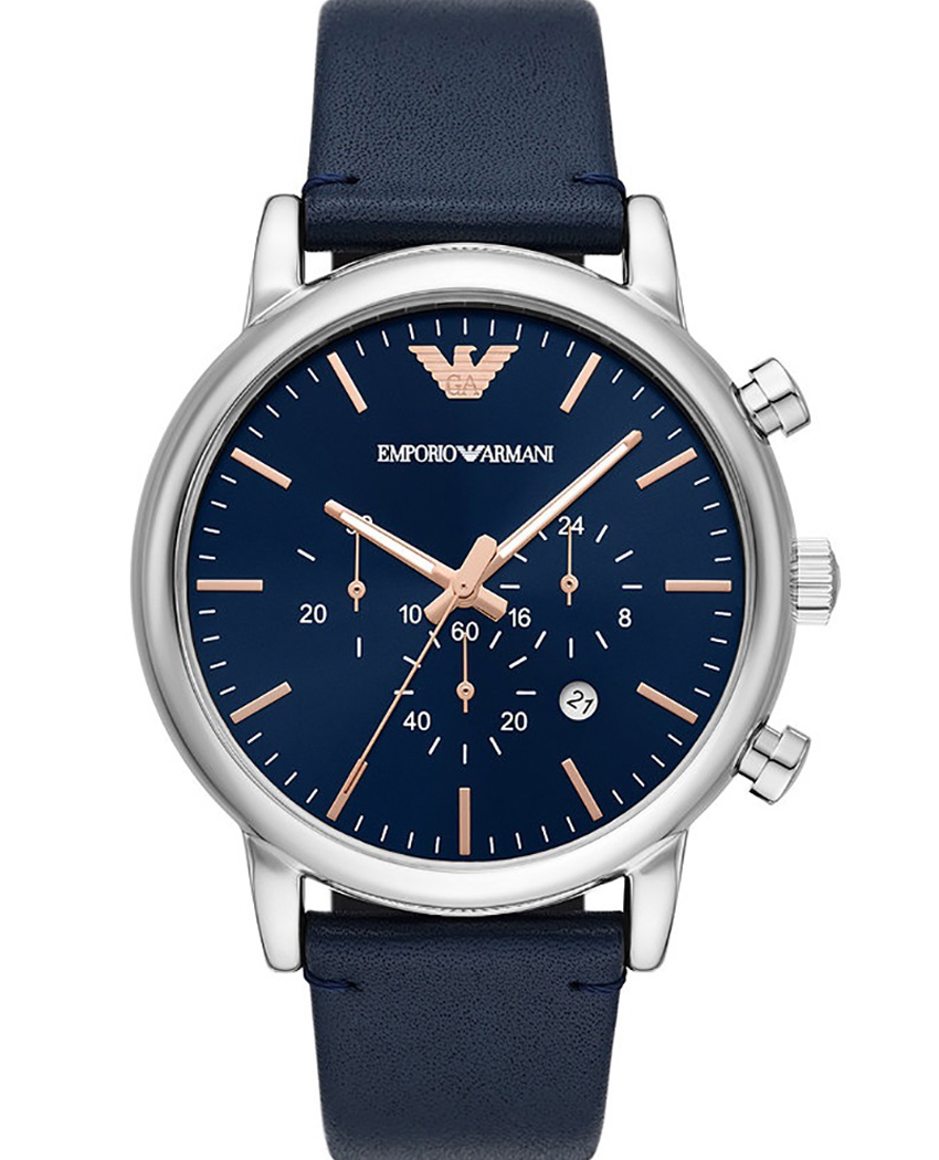 Emporio Armani AR11451 Chronograph Blue Dial 46mm Leather Strap Men s Watch Branded Watches Pakistan