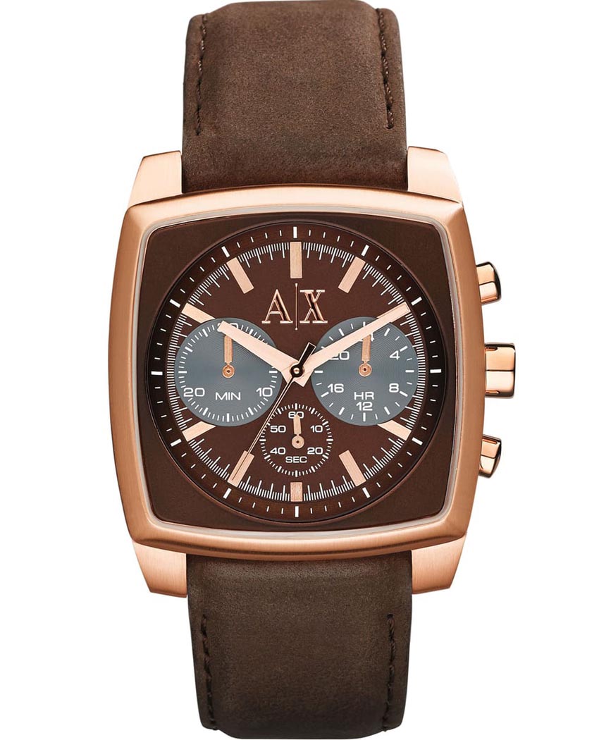 Armani Exchange AX2252 Men s Quartz Brown Leather Strap Brown Dial 40mm Watch